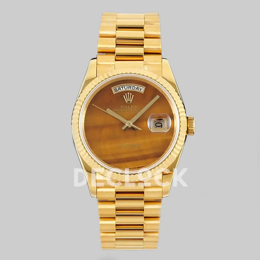 Day-Date 36 128238 Brown Wave Dial in Gold