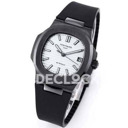 AET Nautilus 5711 Black Ceramic AMGF White Dial on Black Rubber Strap