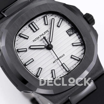 AET Nautilus 5711 Black Ceramic AMGF White Dial on Black Rubber Strap