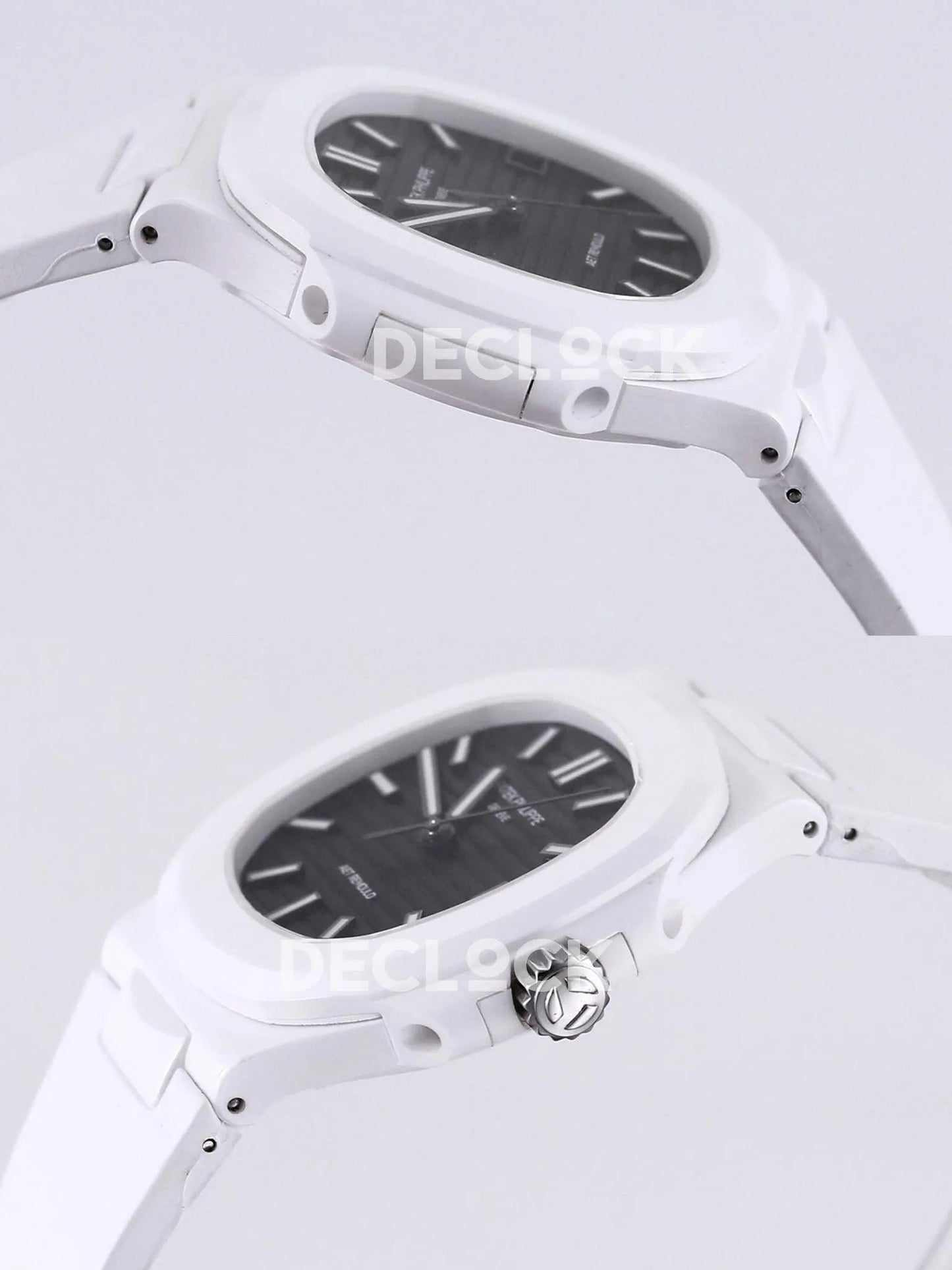 AET Nautilus 5711 White Ceramic AMGF Black Dial on White Rubber Strap