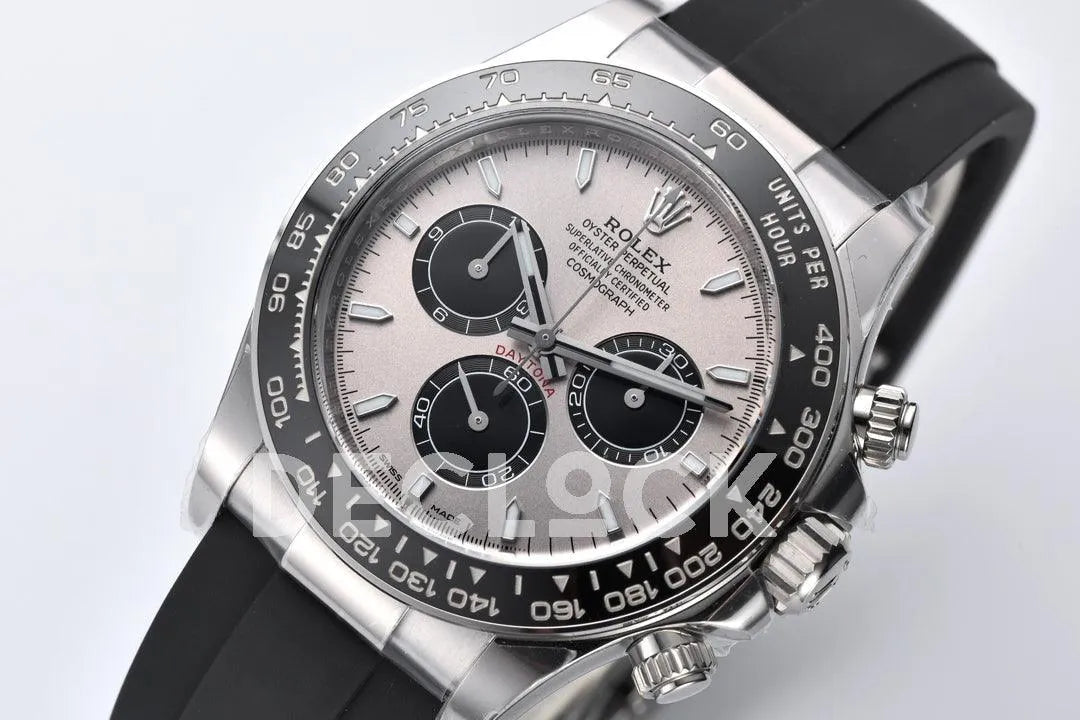 Daytona 126519LN Steel Dial in White Gold on Rubber Strap