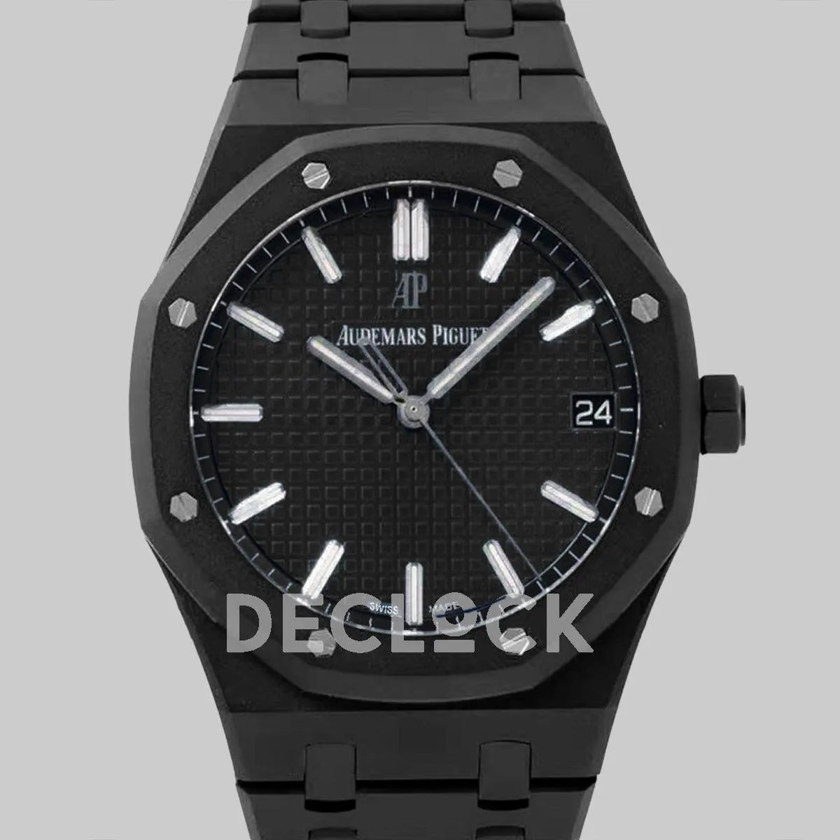 Replica Audemars Pigeut Royal Oak 15400 Black Dial in DLC - Replica Watches