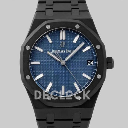 Replica Audemars Pigeut Royal Oak 15400 Blue Dial in DLC - Replica Watches