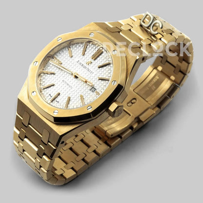 Replica Audemars Pigeut Royal Oak 15400 Gold White Dial - Replica Watches