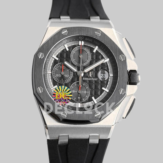 Replica Audemars Pigeut Royal Oak Offshore Novelty 44mm Black Dial in Stainless Steel - Replica Watches