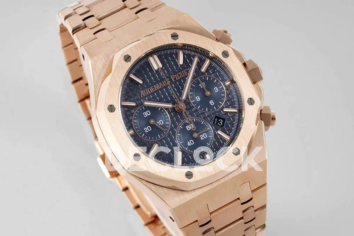 Replica Audemars Pigeut Royal Oak Self-Winding Chronograph Blue Dial in Rose Gold - Replica Watches