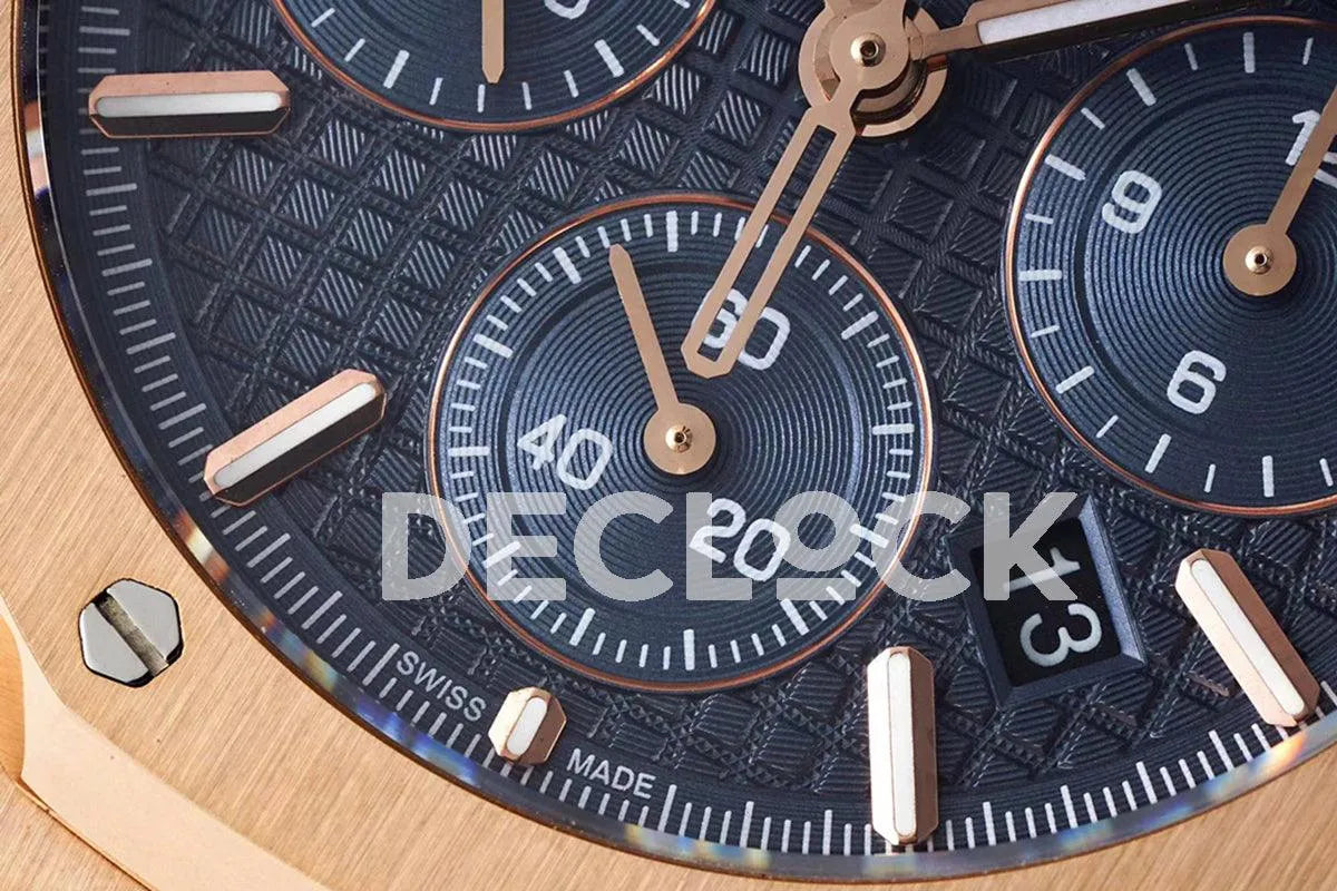 Replica Audemars Pigeut Royal Oak Self-Winding Chronograph Blue Dial in Rose Gold - Replica Watches