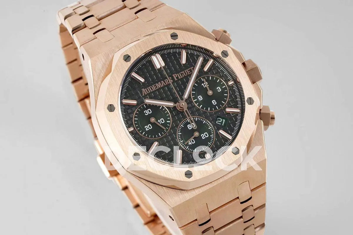 Replica Audemars Pigeut Royal Oak Self-Winding Chronograph Green Dial in Rose Gold - Replica Watches