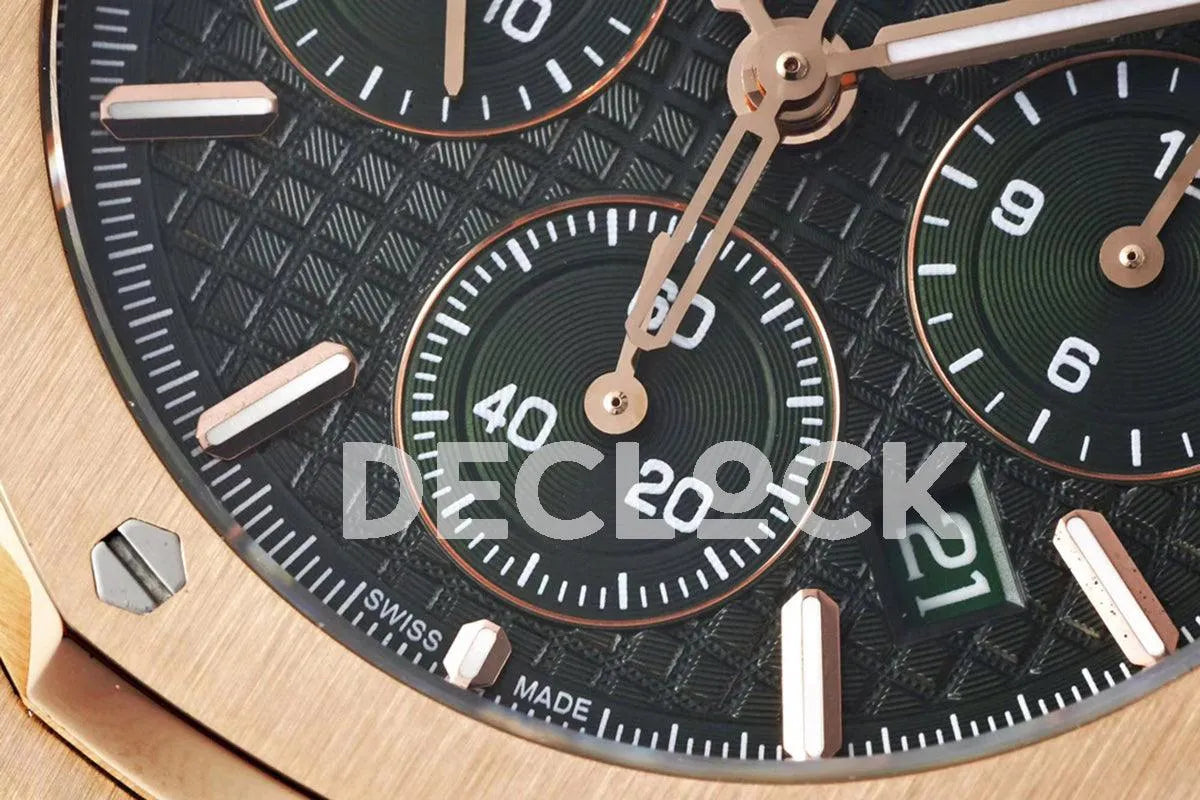 Replica Audemars Pigeut Royal Oak Self-Winding Chronograph Green Dial in Rose Gold - Replica Watches