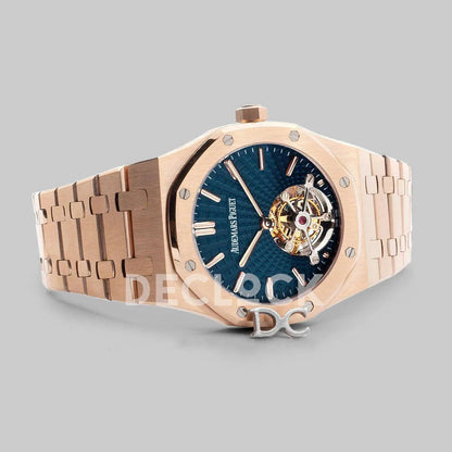 Replica Audemars Pigeut Royal Oak Tourbillon Extra-Thin Blue Dial in Rose Gold 2018 SIHH Ref. 26522OR - Replica Watches