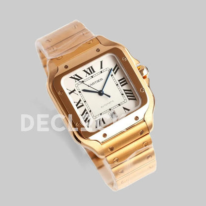 Replica Cartier Santos de Cartier 35mm White Dial in Rose Gold - Replica Watches