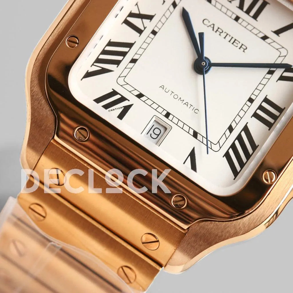 Replica Cartier Santos de Cartier 35mm White Dial in Rose Gold - Replica Watches