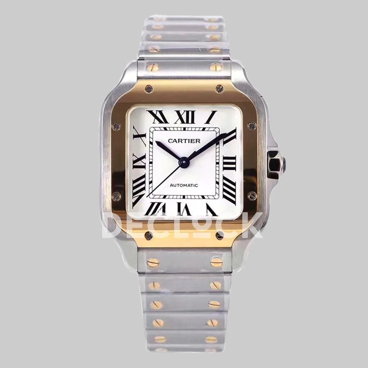 Replica Cartier Santos de Cartier 35mm White Dial in Steel/Rose Gold - Replica Watches