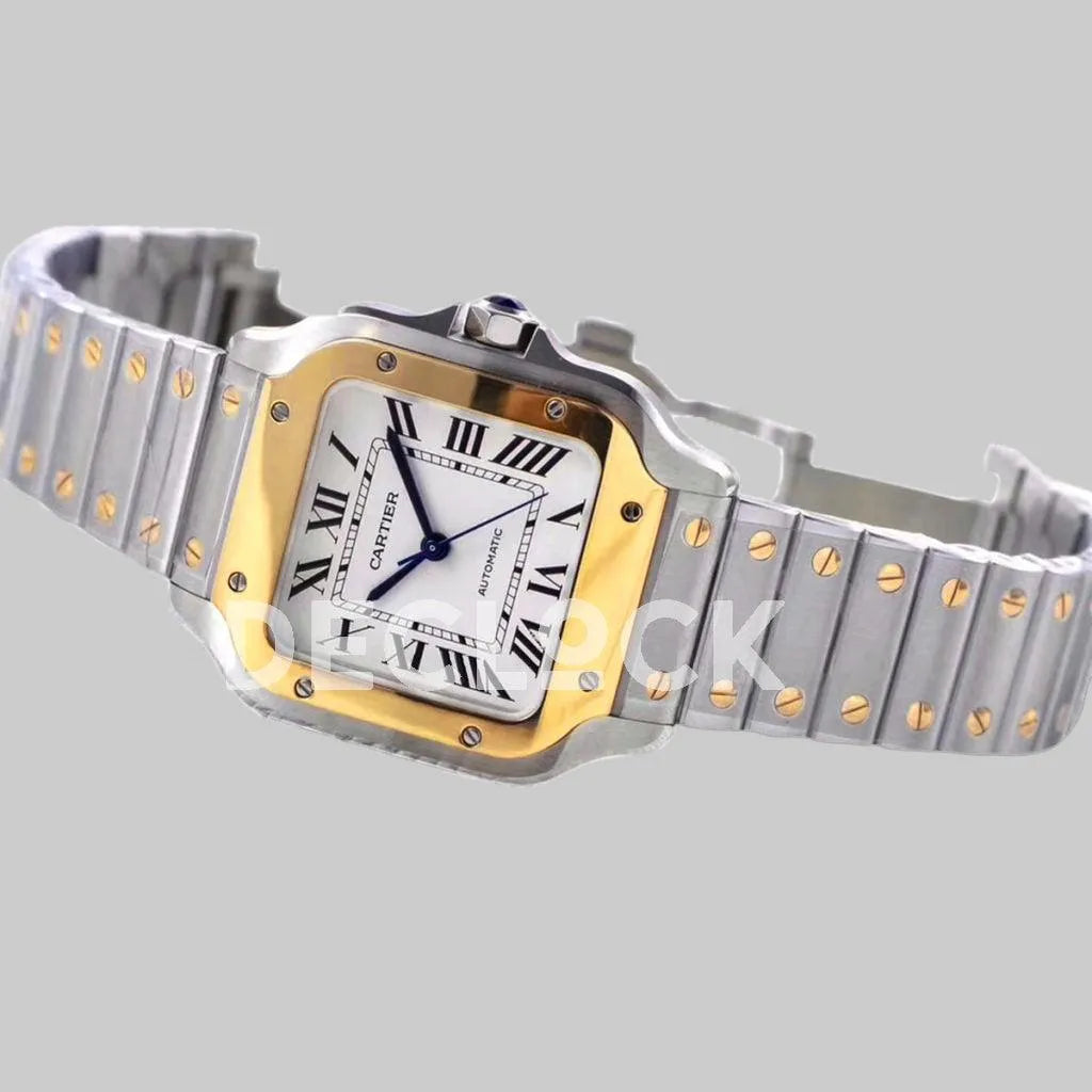 Replica Cartier Santos de Cartier 35mm White Dial in Steel/Rose Gold - Replica Watches