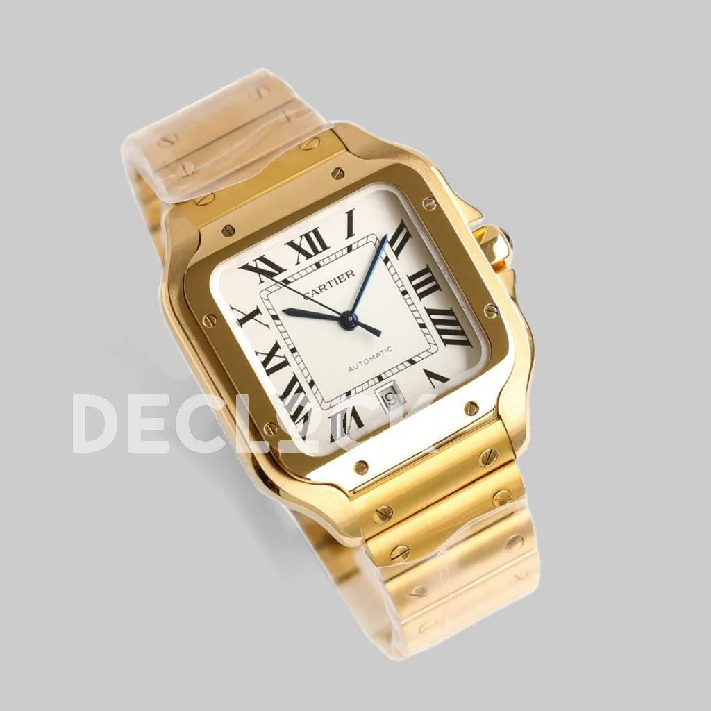 Replica Cartier Santos de Cartier 35mm White Dial in Yellow Gold - Replica Watches