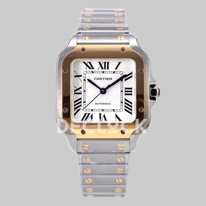 Replica Cartier Santos de Cartier 40mm White Dial in Steel/Rose Gold - Replica Watches