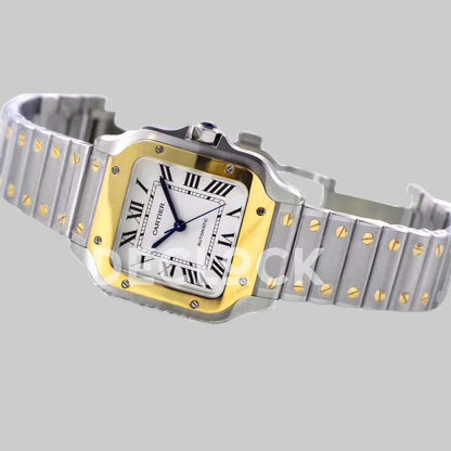 Replica Cartier Santos de Cartier 40mm White Dial in Steel/Yellow Gold - Replica Watches