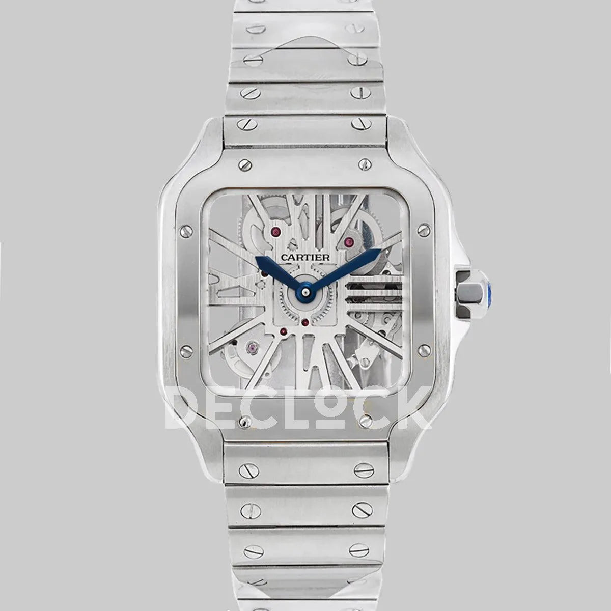 Replica Cartier Santos De Cartier Watch Skeleton Dial in Steel - Replica Watches