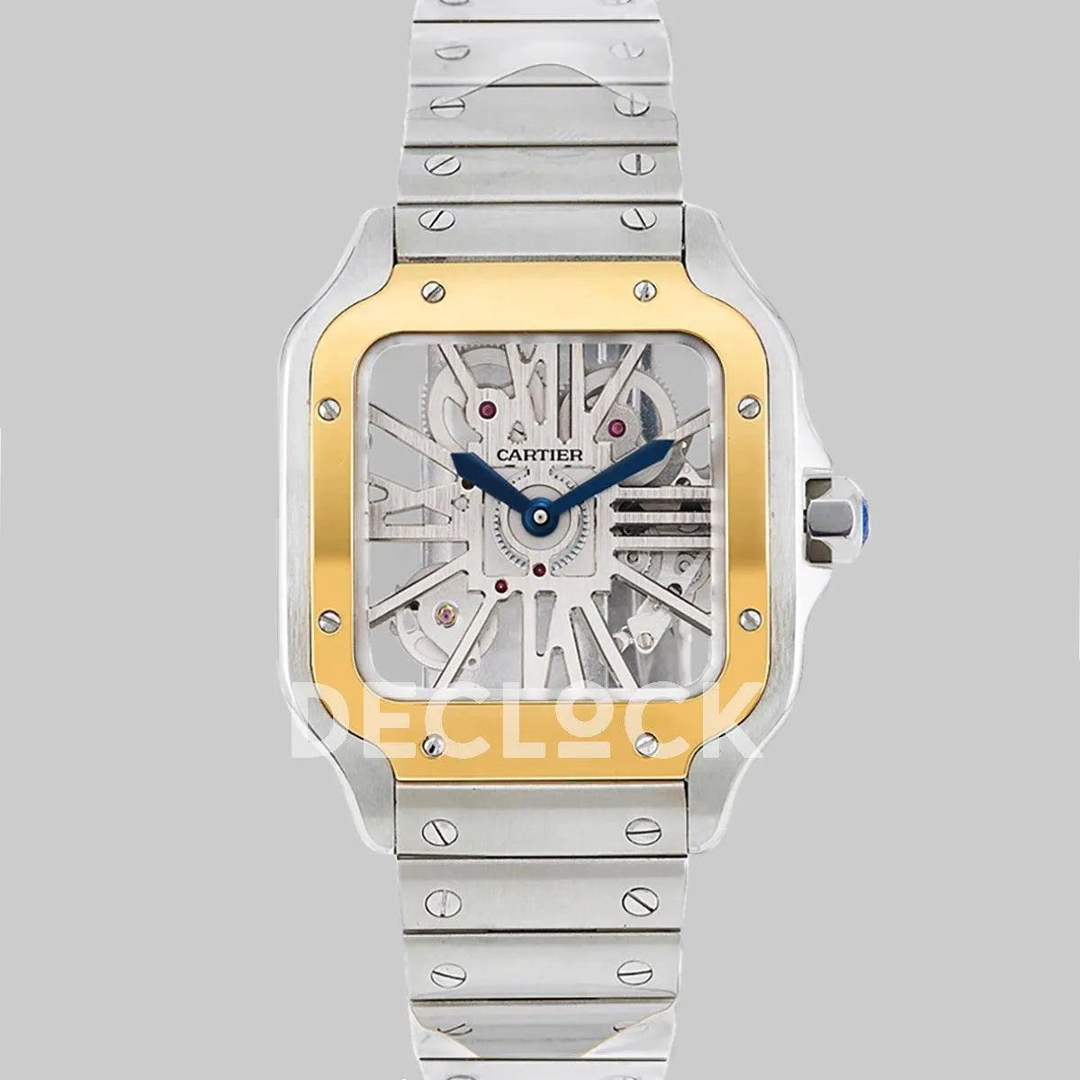 Replica Cartier Santos De Cartier Watch Skeleton Dial in Steel/Yellow Gold - Replica Watches