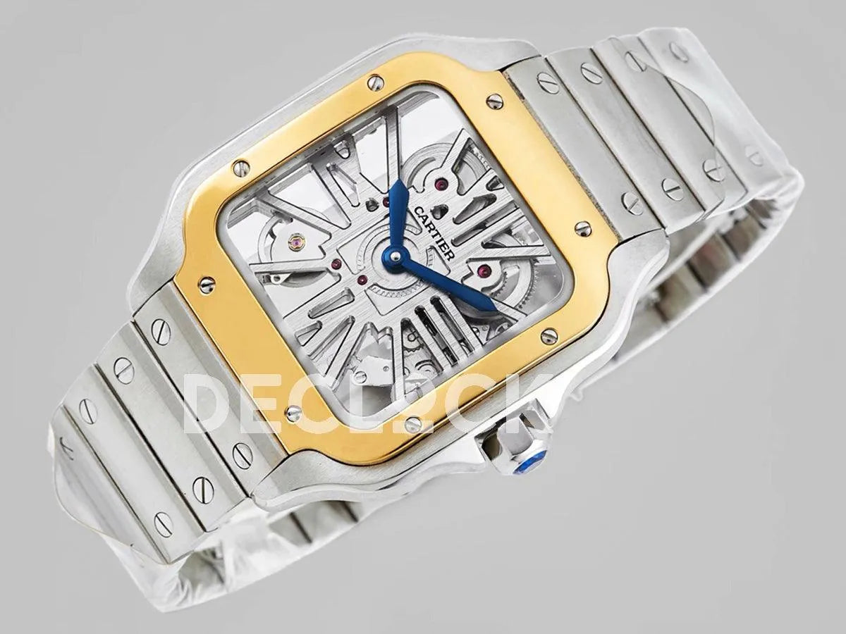 Replica Cartier Santos De Cartier Watch Skeleton Dial in Steel/Yellow Gold - Replica Watches