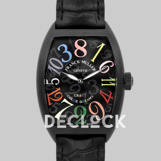 Replica Franck Muller Crazy Hours Black Dial with Colourful Markers in PVD - Replica Watches