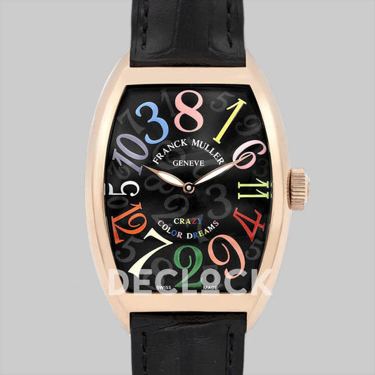 Replica Franck Muller Crazy Hours Black Dial with Colourful Markers in Rose Gold - Replica Watches