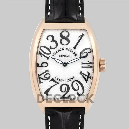 Replica Franck Muller Crazy Hours White Dial with Black Markers in Rose Gold - Replica Watches