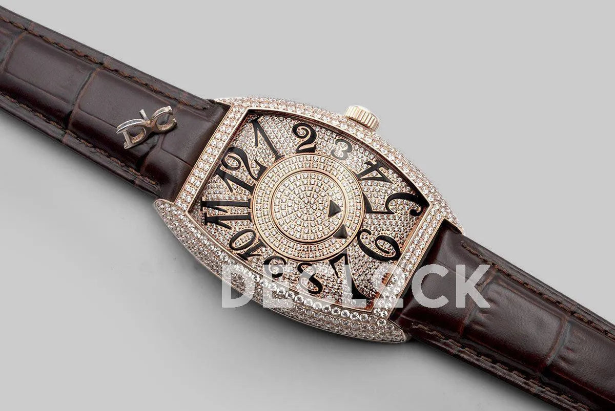 Replica Franck Muller Double Mystery Curvex in Diamond Dial on Rose Gold - Replica Watches