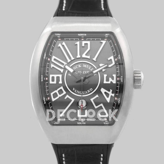 Replica Franck Muller Vanguard V45 Titanium SC DT BR Grey Dial on Black Strap - Replica Watches