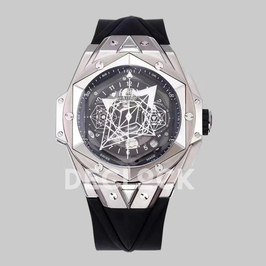 Replica Hublot Big Bang Sang Bleu II Steel on Black Rubber Strap - Replica Watches