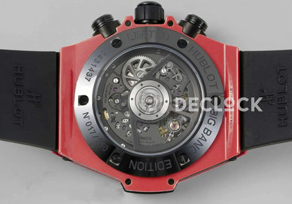 Replica Hublot Big Bang Unico Red Magic Ceramic Skeleton Dial on Blue Rubber Strap - Replica Watches