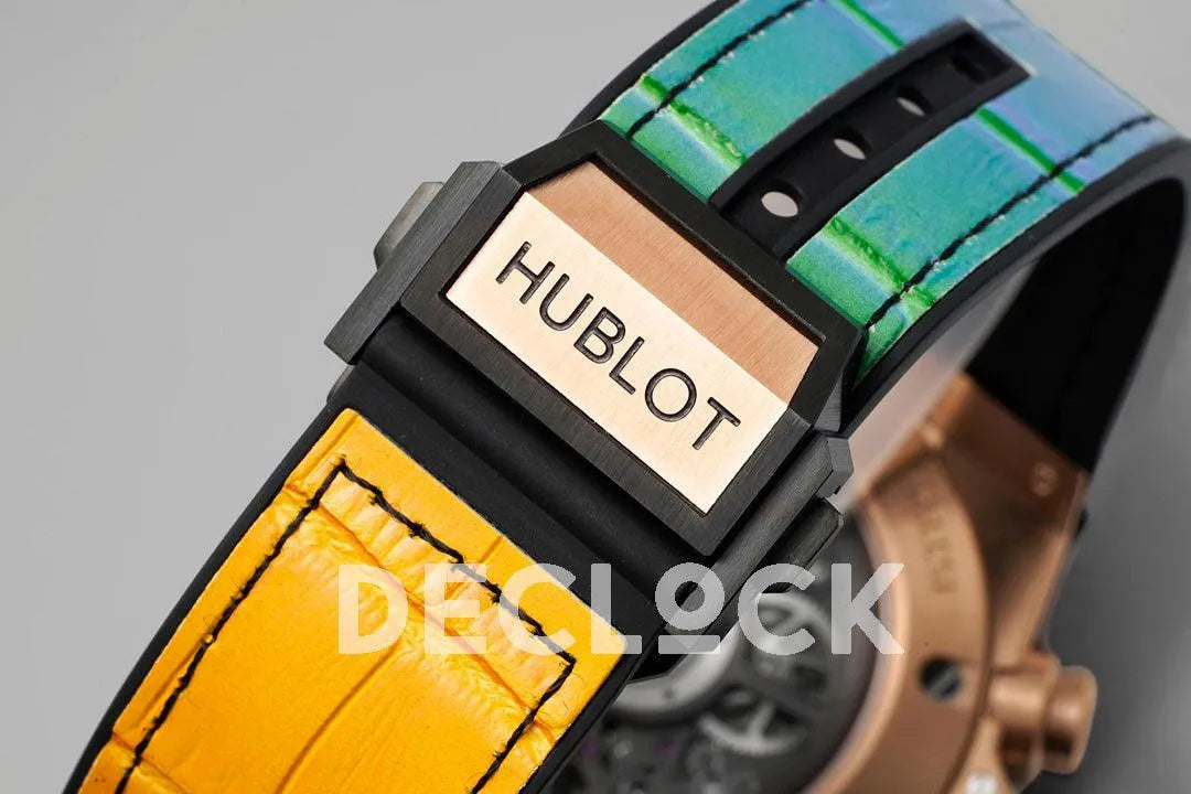 Replica Hublot Big Bang Unico Rose Gold Rainbow King Rainbow Gummy Strap - Replica Watches