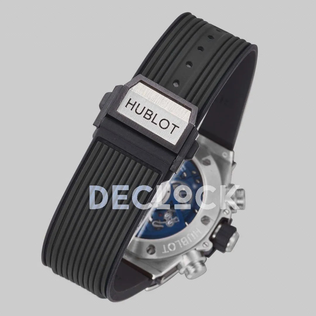 Replica Hublot Big Bang Unico Steel Blue Ceramic Bezel on Black Rubber Strap - Replica Watches