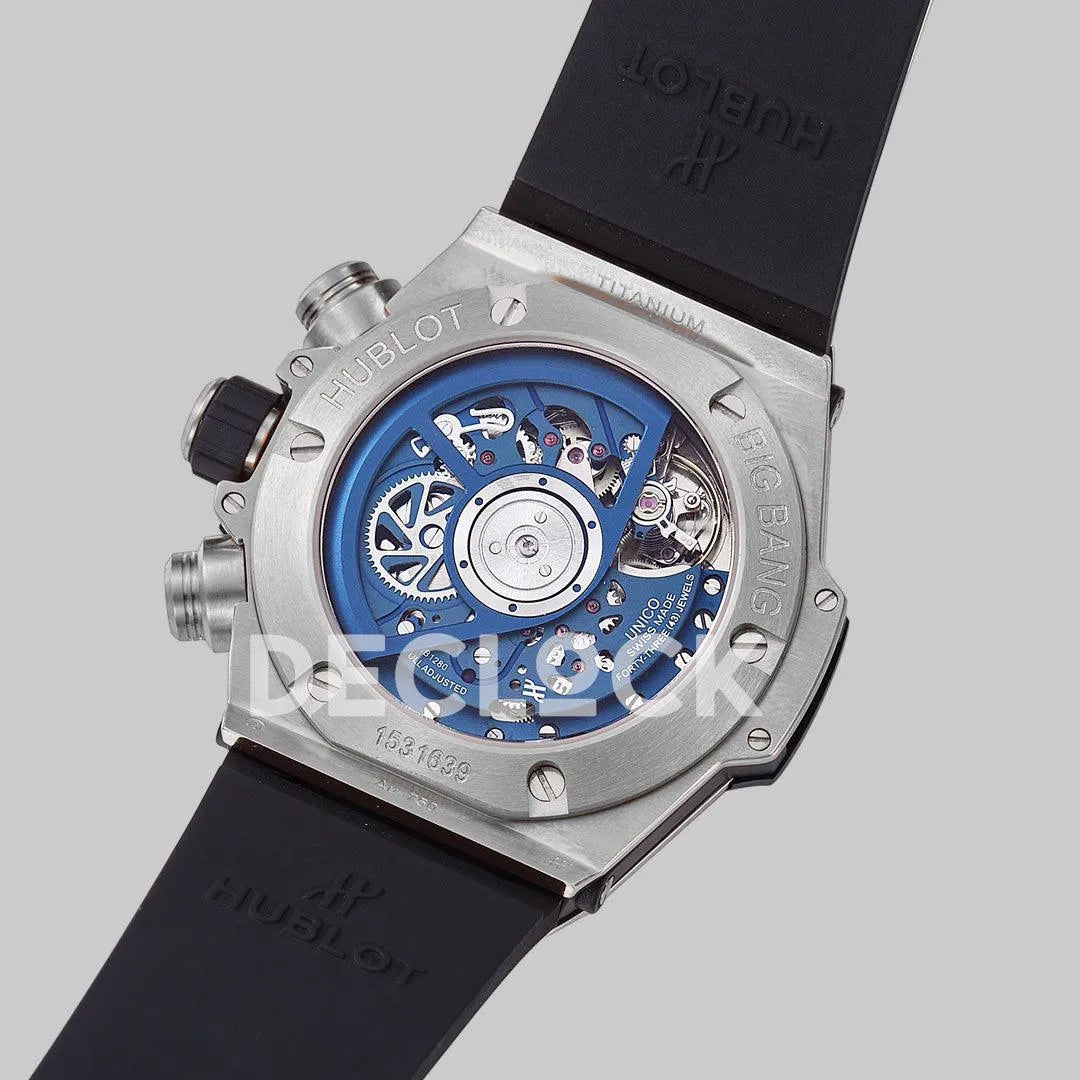 Replica Hublot Big Bang Unico Steel Blue Ceramic Bezel on Blue Rubber Strap - Replica Watches