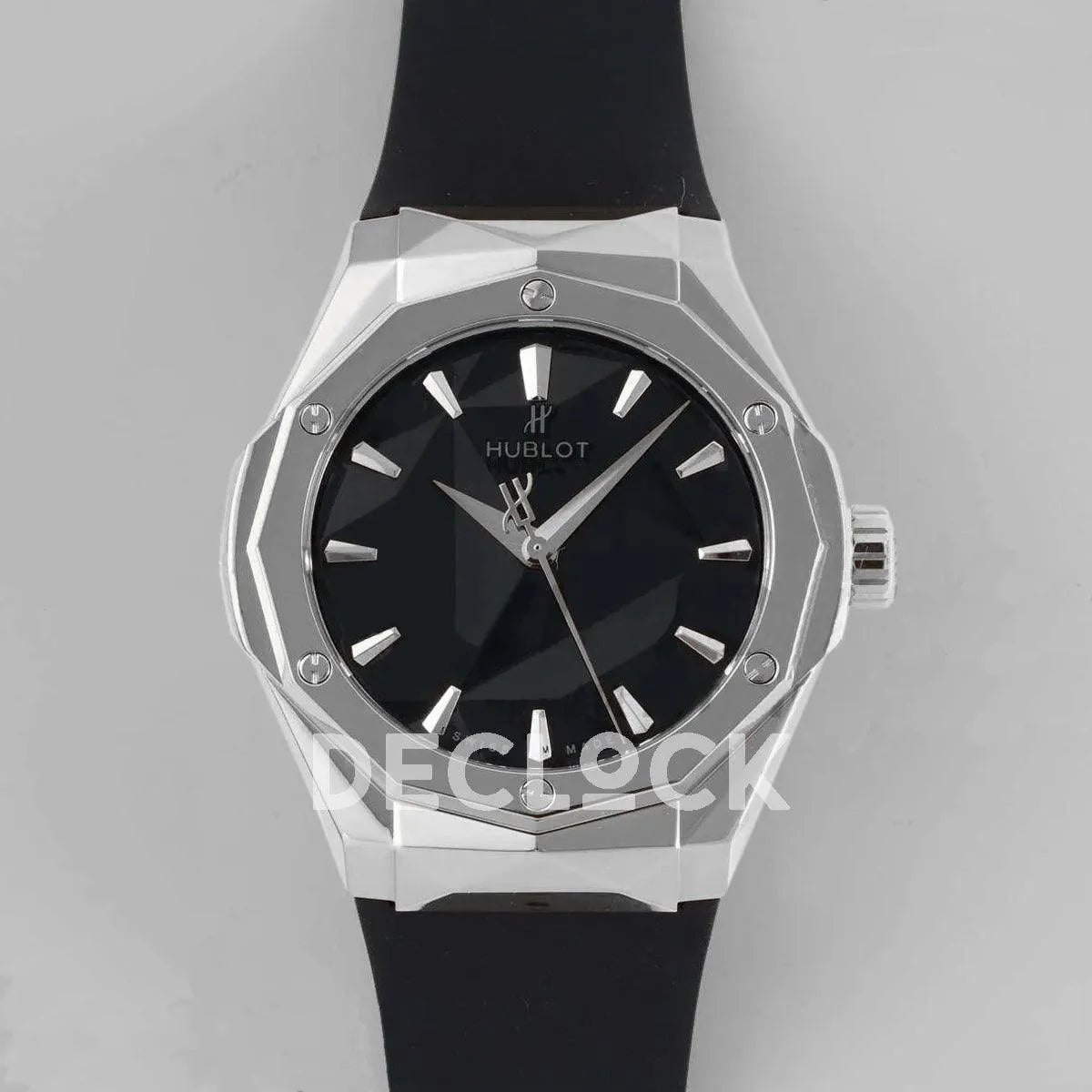 Replica Hublot Classic Fusion Orlinski Steel in Black Faceted Dial on Black Rubber Strap - Replica Watches