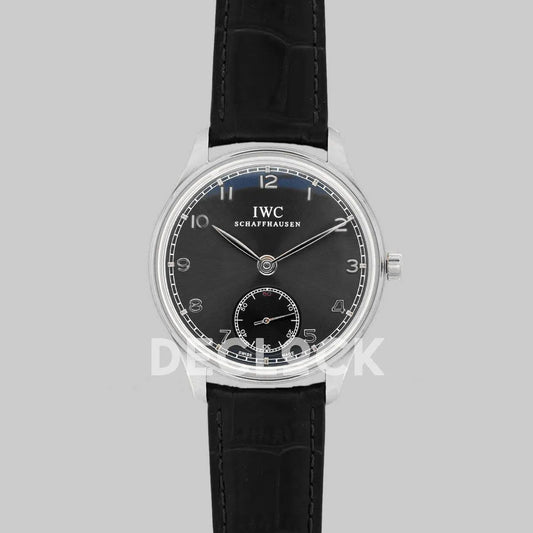 Replica IWC Portuguese Hand Wound Eight Days IW510202 Black Dial in Steel - Replica Watches