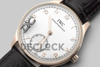 Replica IWC Portuguese Hand Wound Eight Days IW545409 White Dial in Rose Gold - Replica Watches