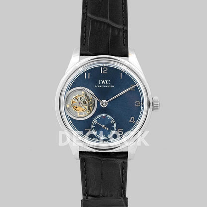 Replica IWC Portuguese Tourbillon Hand Wound IW5463 Blue Dial in Steel - Replica Watches