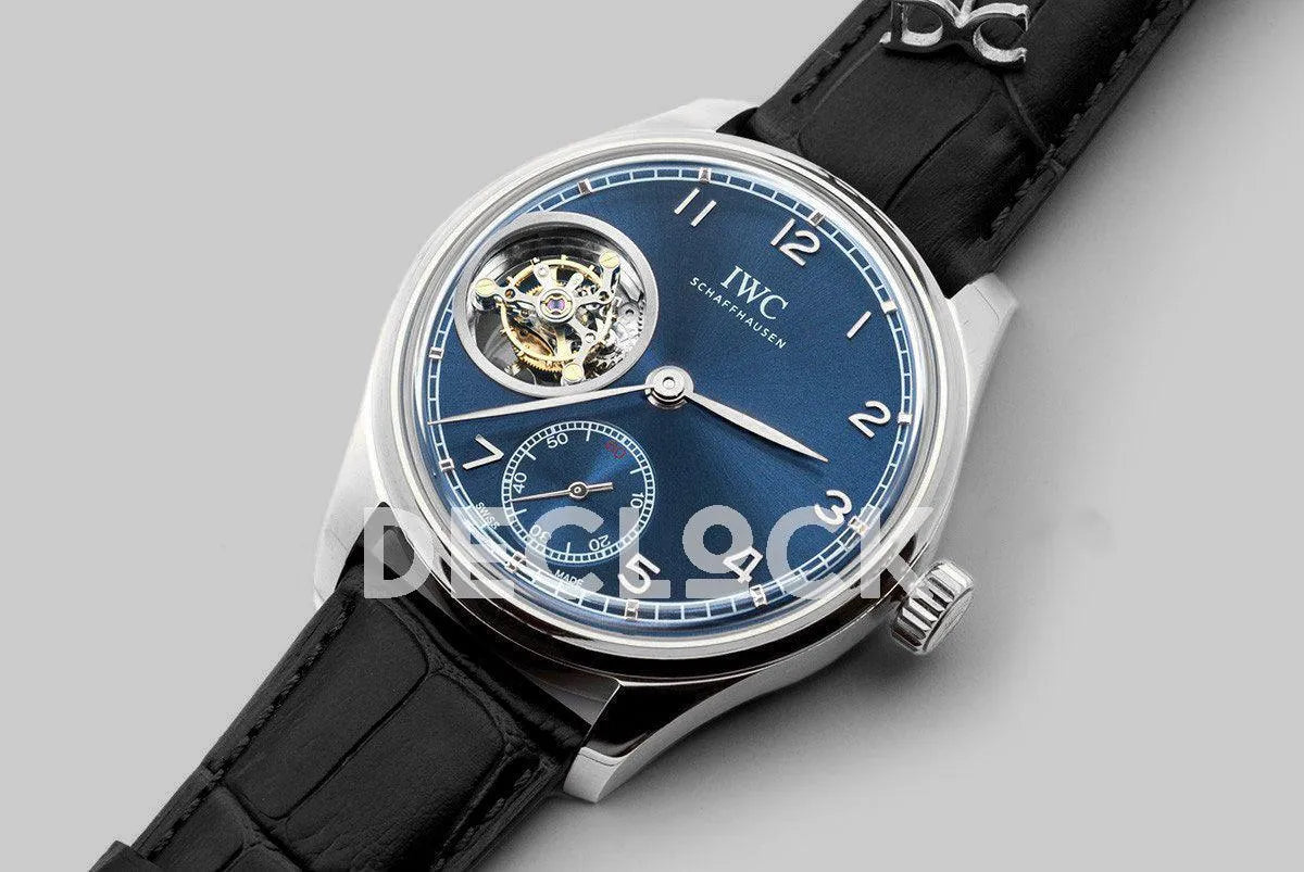 Replica IWC Portuguese Tourbillon Hand Wound IW5463 Blue Dial in Steel - Replica Watches