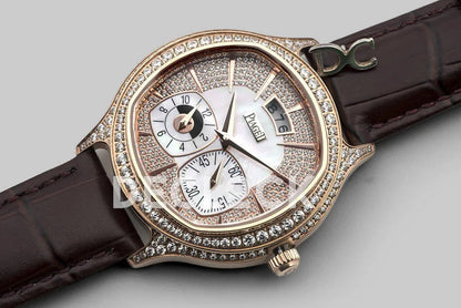 Replica Piaget Black Tie Emperador Cushion White Dial in Rose Gold with Diamond Bezel and Dial - Replica Watches