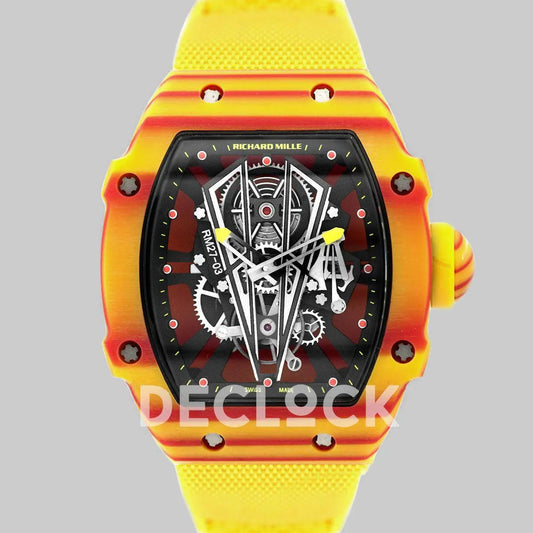 Replica Richard Mille RM 027-03 Tourbillon Rafael Nadal on Yellow Elastic Band - Replica Watches