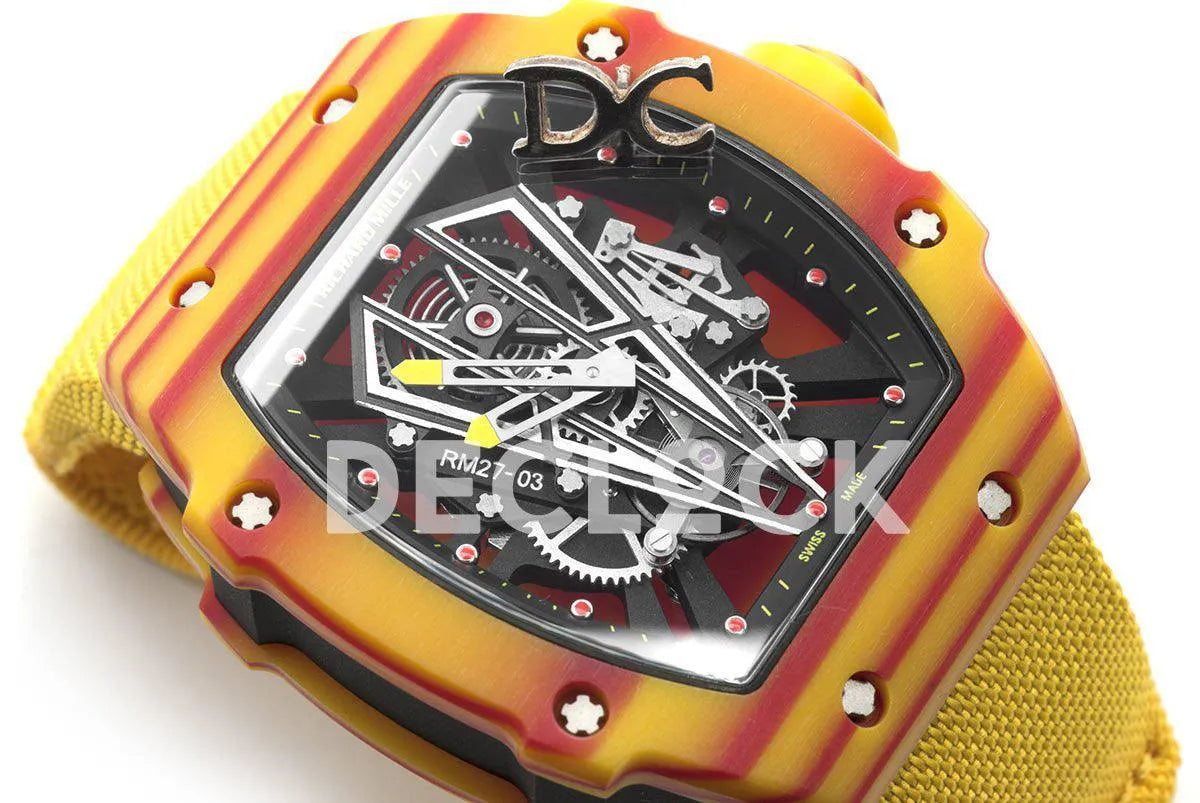 Replica Richard Mille RM 027-03 Tourbillon Rafael Nadal on Yellow Elastic Band - Replica Watches