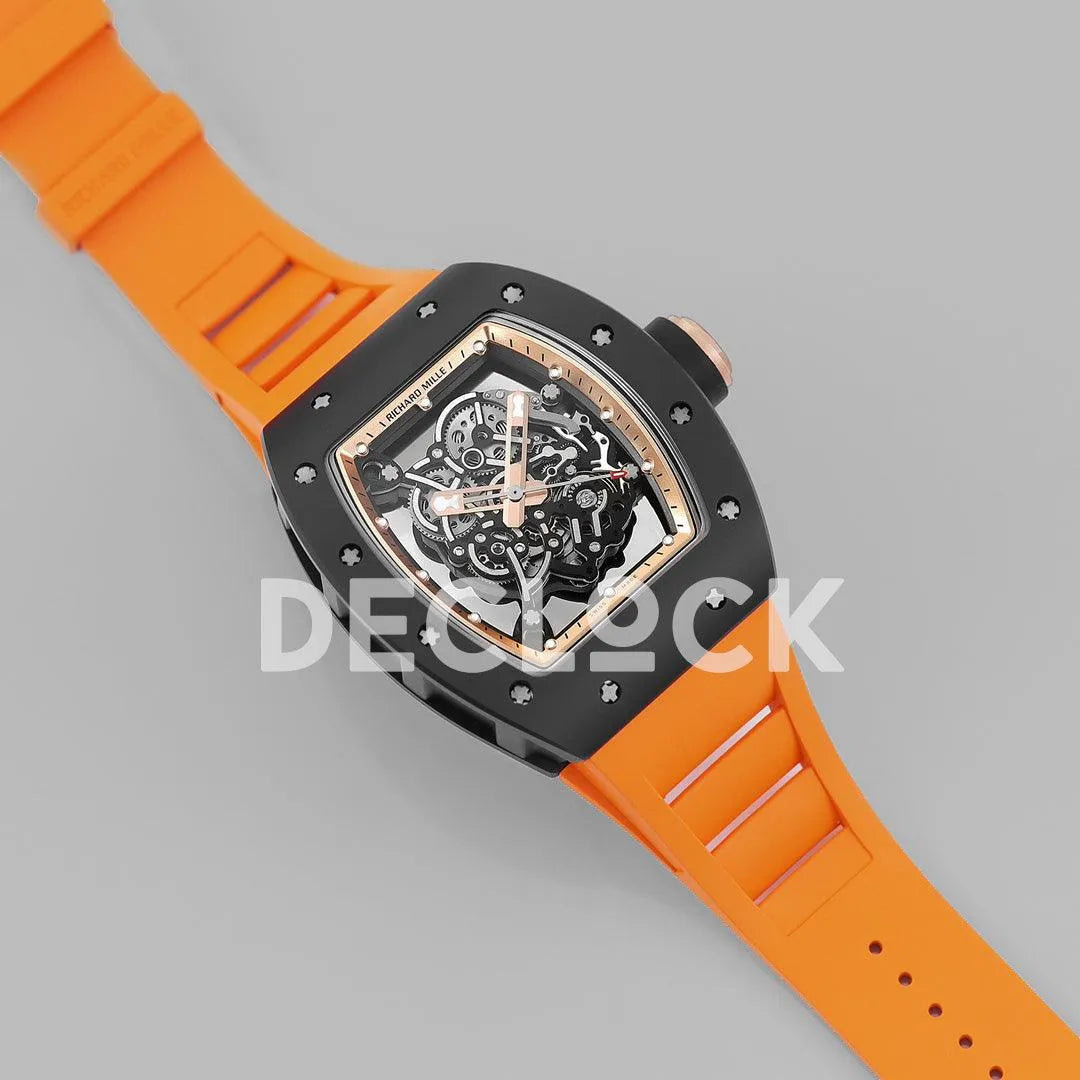 Replica Richard Mille RM 055 White Bubba Watson Black Ceramic on Orange Rubber - Replica Watches