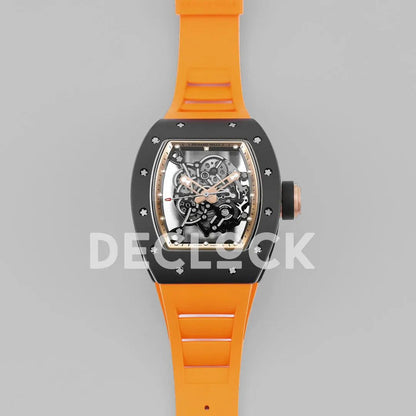 Replica Richard Mille RM 055 White Bubba Watson Black Ceramic on Orange Rubber - Replica Watches