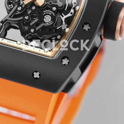 Replica Richard Mille RM 055 White Bubba Watson Black Ceramic on Orange Rubber - Replica Watches