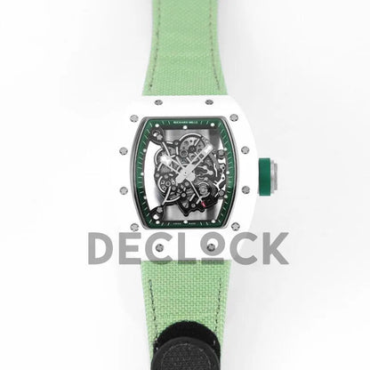 Replica Richard Mille RM 055 White Bubba Watson White Ceramic on Green Nylon Strap - Replica Watches