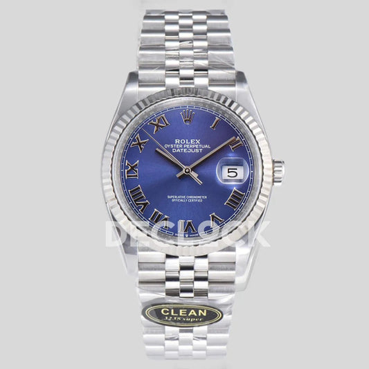 Replica Rolex Datejust 36/41 126334 Azzurro Blue Dial Roman Markers on Jubilee Bracelet - Replica Watches