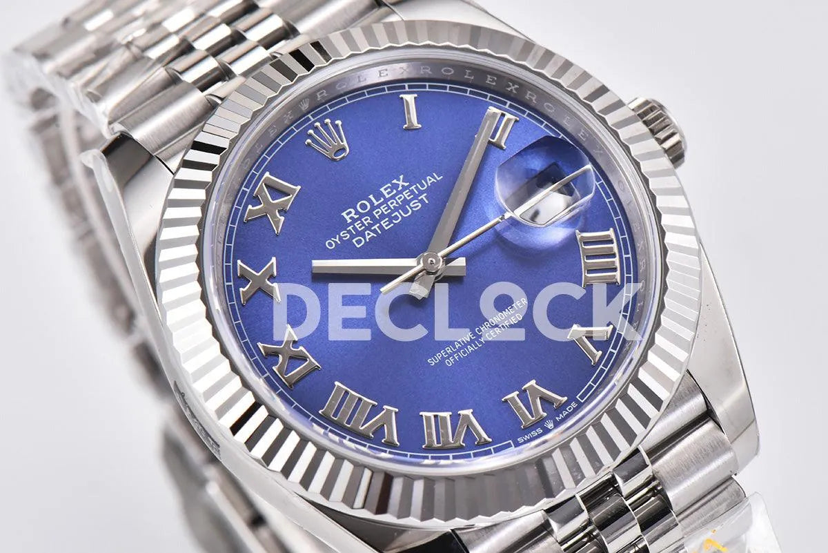 Replica Rolex Datejust 36/41 126334 Azzurro Blue Dial Roman Markers on Jubilee Bracelet - Replica Watches