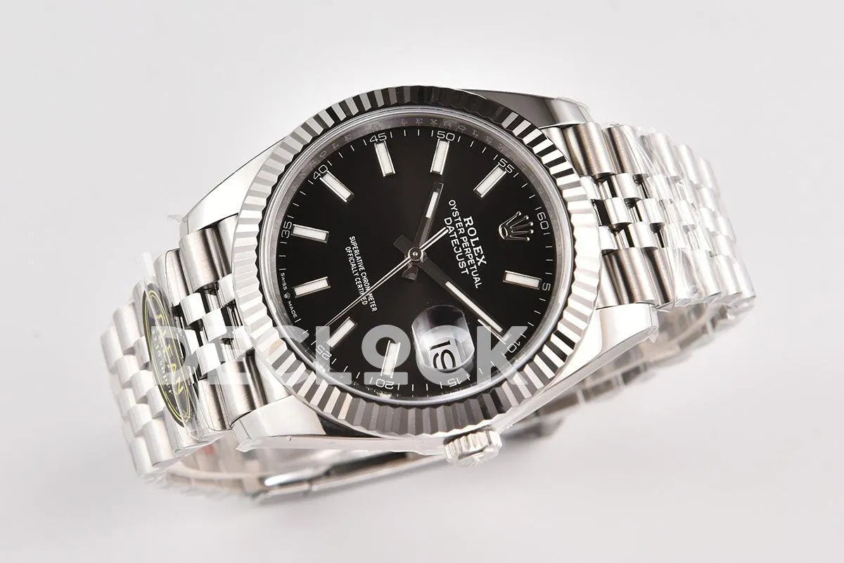 Replica Rolex Datejust 36/41 126334 Bright Black Dial Stick Markers on Jubilee Bracelet - Replica Watches