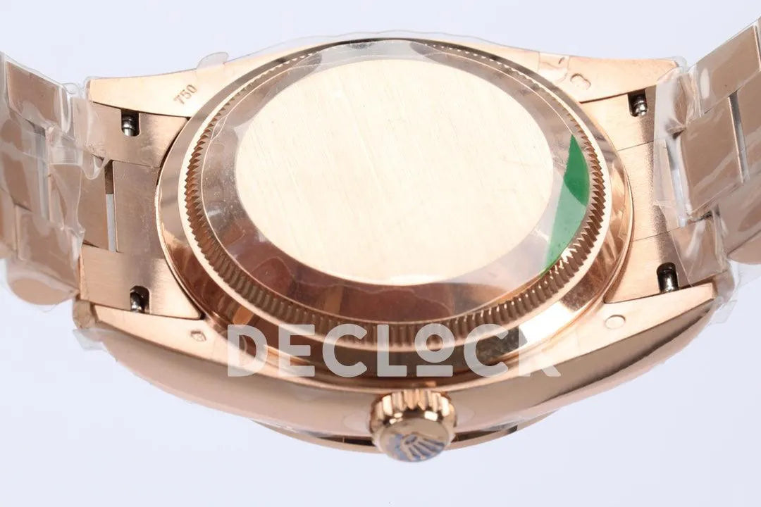 Replica Rolex Day-Date 36 128345RBR MOP Dial with Diamond Bezel in Everose Gold - Replica Watches